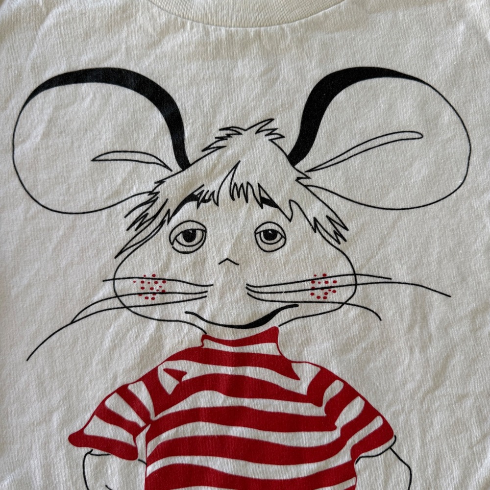 Topo Gigio Graphic T-Shirt Kids M White Vtg Style Chicago Mouse Tee Embroidered - Picture 4 of 7